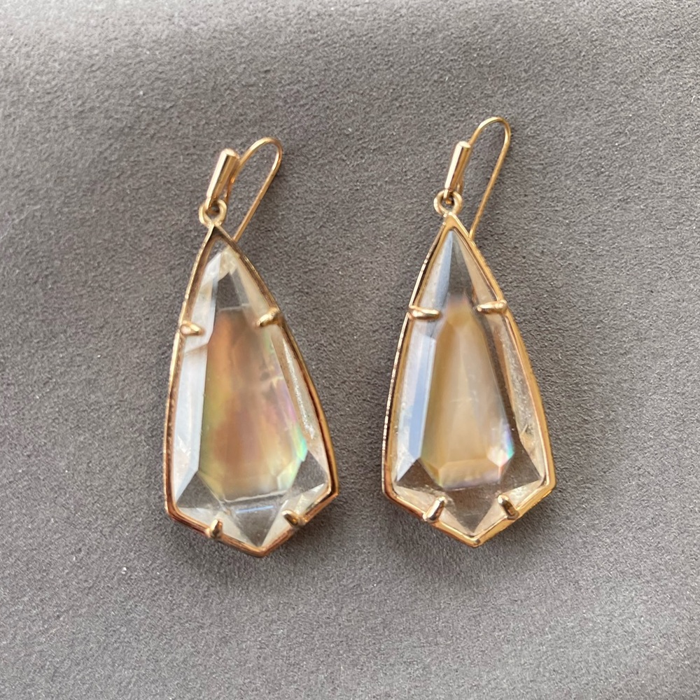 Kendra Scott Carla Drop Earrings with Clear & Brown Mother of Pearl